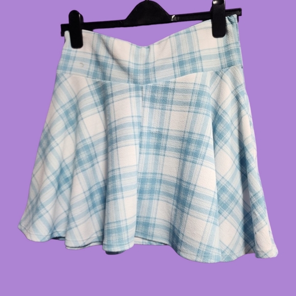 Midnight Hour: Blue & White Plaid Double Lace-Up Skirt - Picture 5 of 14